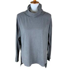 Azoe Ribbed Knit Cowl Neck Long Sleeve Sweater Gray Relaxed Fit Medium